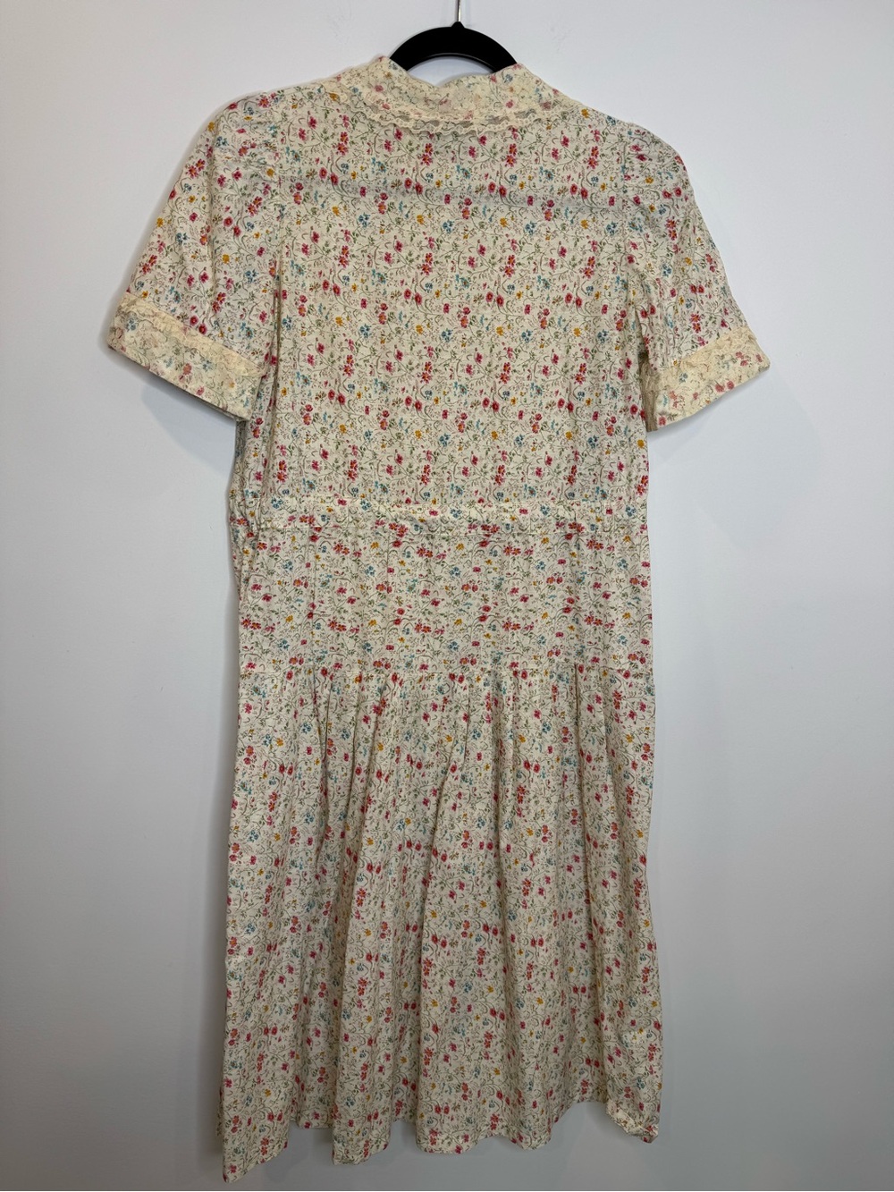 Vintage Cottagecore Floral Dress Lace Collar Prairie Midi Romantic Feminine - Picture 10 of 11
